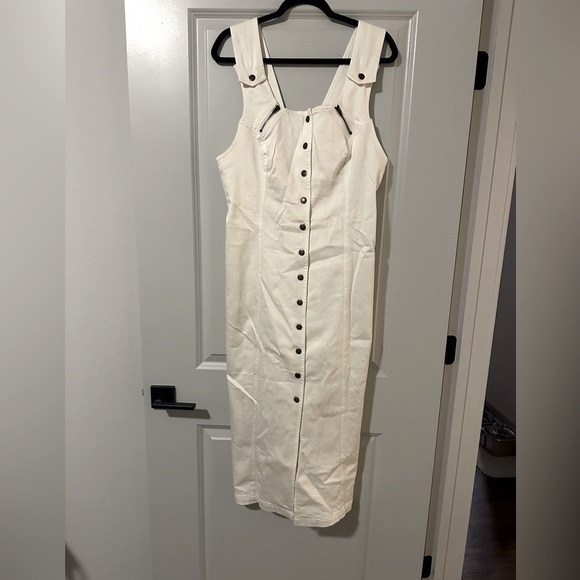 Free People Cream Strapless Button-Front Dress - Picture 1 of 4